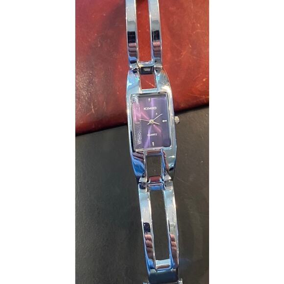 Women's Kimio Quartz Watch, Silver Tone Bracelet Adjustable Band, Black Face - Picture 2 of 4